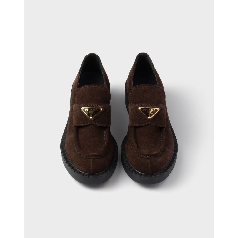 PRADA Chocolate suede loafers EU 39 / US 9 $1250 - Picture 4 of 16